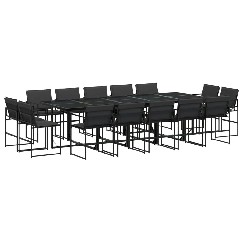 15 Piece Garden Dining Set with Cushions Black Textilene 3295081