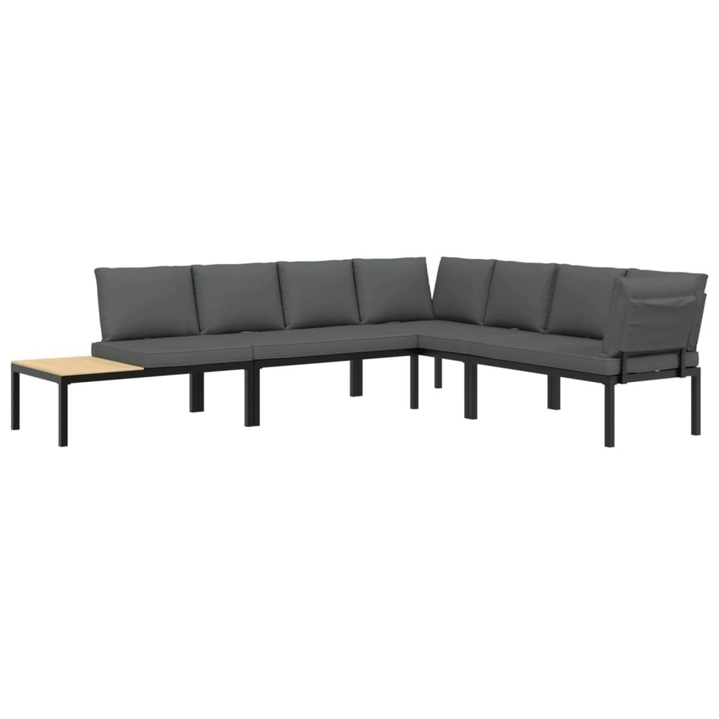 4 Piece Garden Sofa Set with Cushions Black Aluminium 3283682