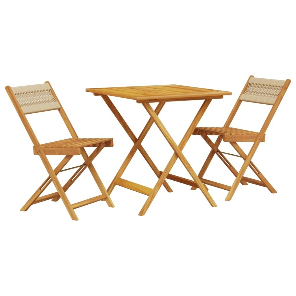 3 Piece Bistro Set Beige Polypropylene and Solid Wood 3281867