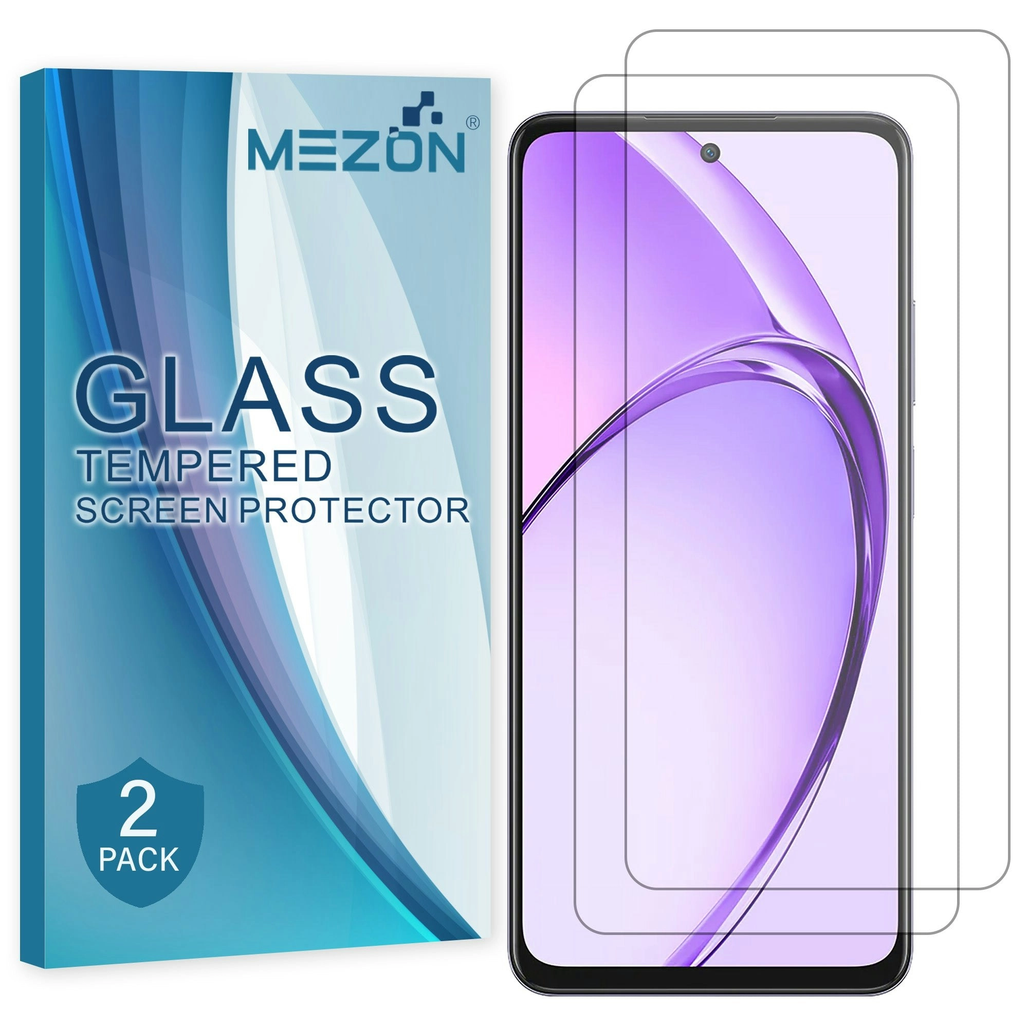 [2 Pack] MEZON Tempered Glass for OPPO A80 5G Crystal Clear Premium 9H HD Case Friendly Screen Protector (OPPO A80 5G, 9H)