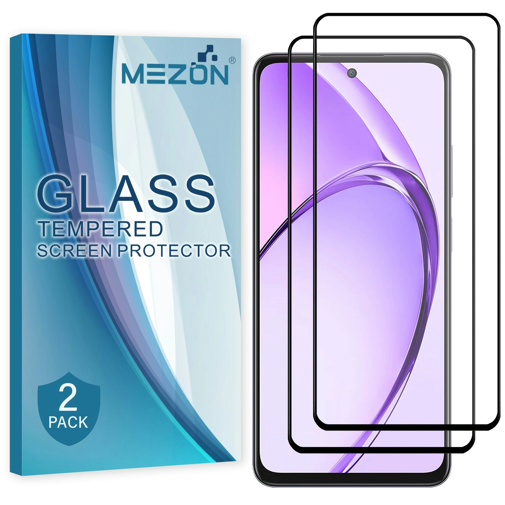 [2 Pack] MEZON Full Coverage Tempered Glass for OPPO A80 5G Crystal Clear Premium 9H HD Screen Protector (OPPO A80 5G, 9H Full)