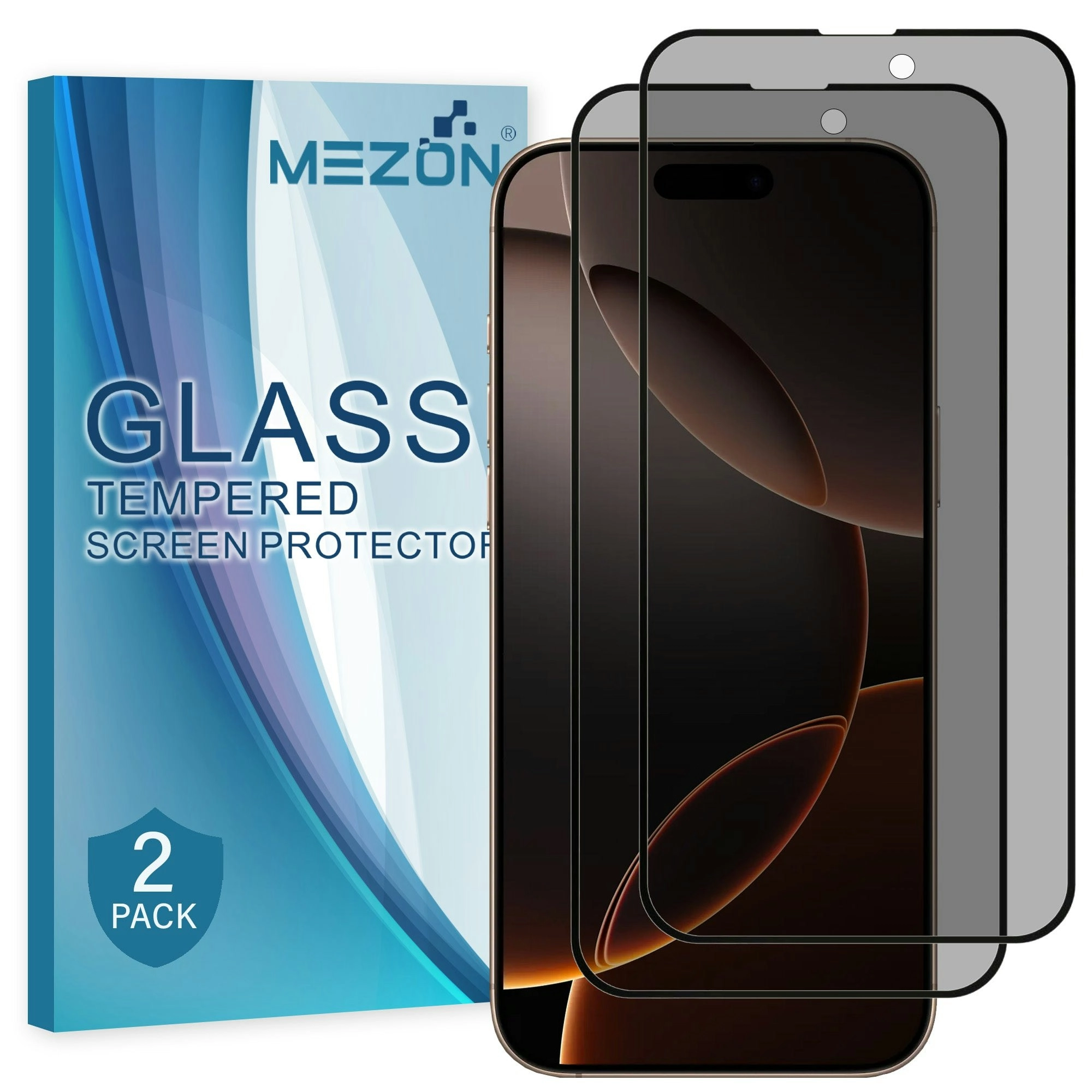 [2 Pack] MEZON Privacy Anti-Spy Full Coverage iPhone 16 Pro (6.3") Tempered Glass Premium 9H HD Screen Protectors