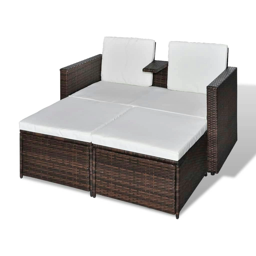 4 Piece Garden Lounge Set with Cushions Poly Rattan Brown 40736