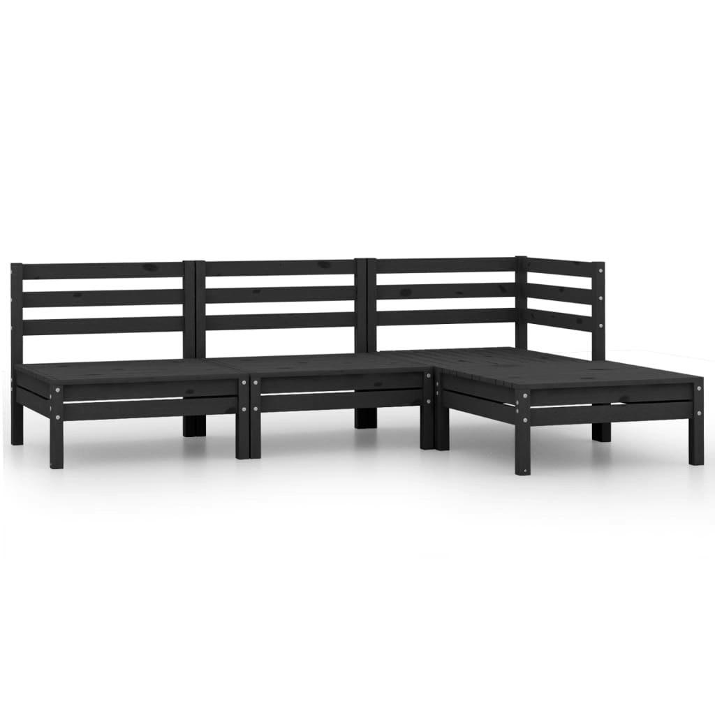 4 Piece Garden Lounge Set Solid Pinewood Black 806621