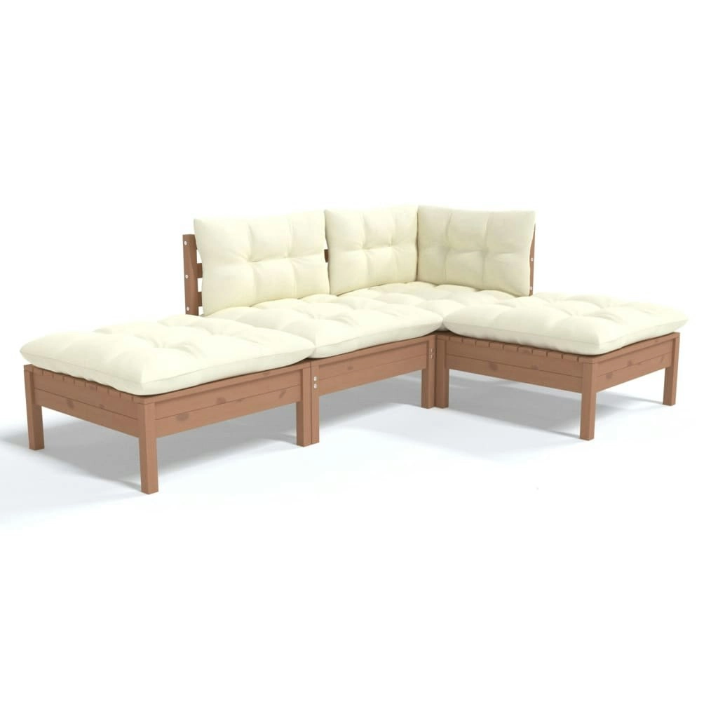 4 Piece Garden Lounge Set with Cushions Solid Pinewood 3096289