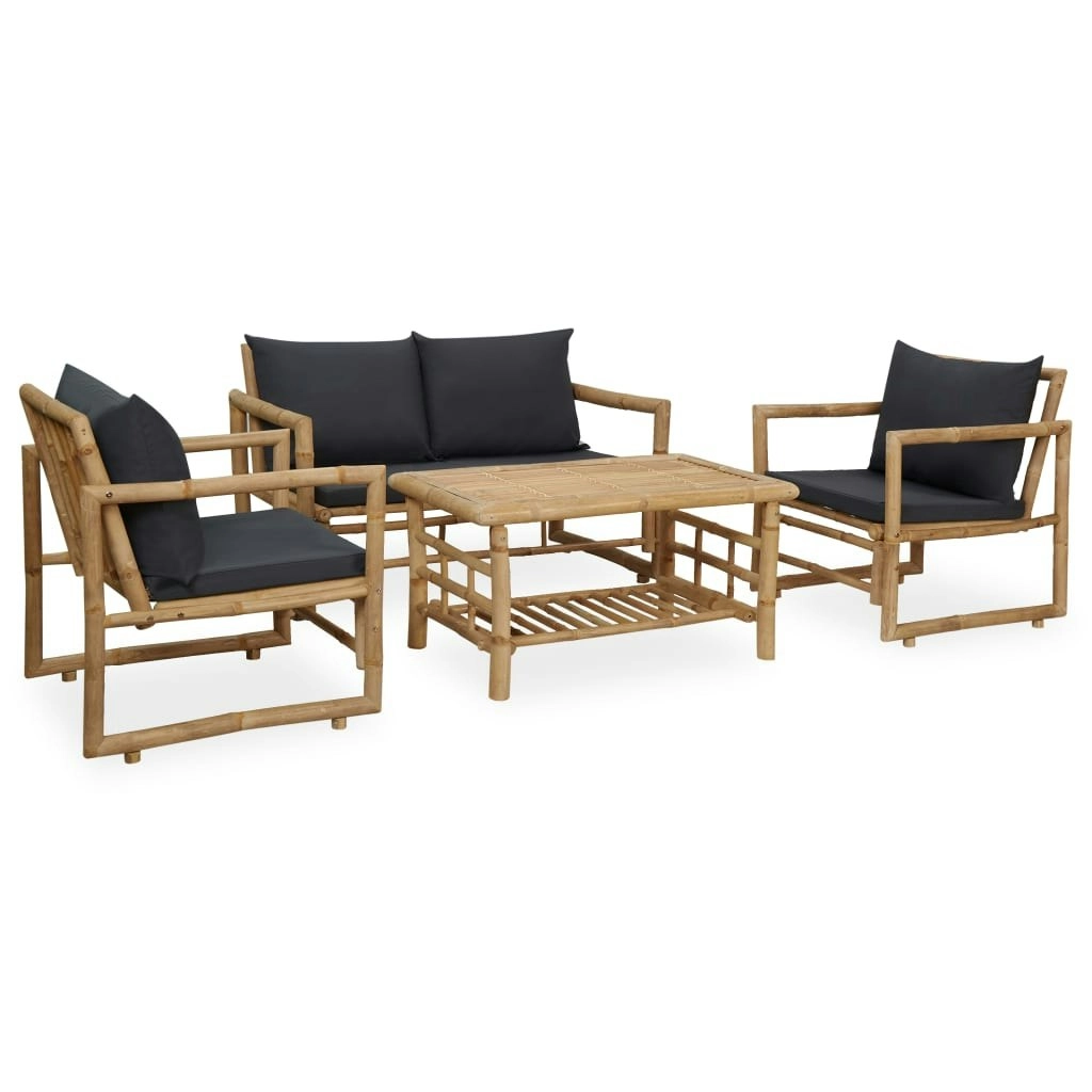 4 Piece Garden Lounge Set with Cushions Bamboo 315601