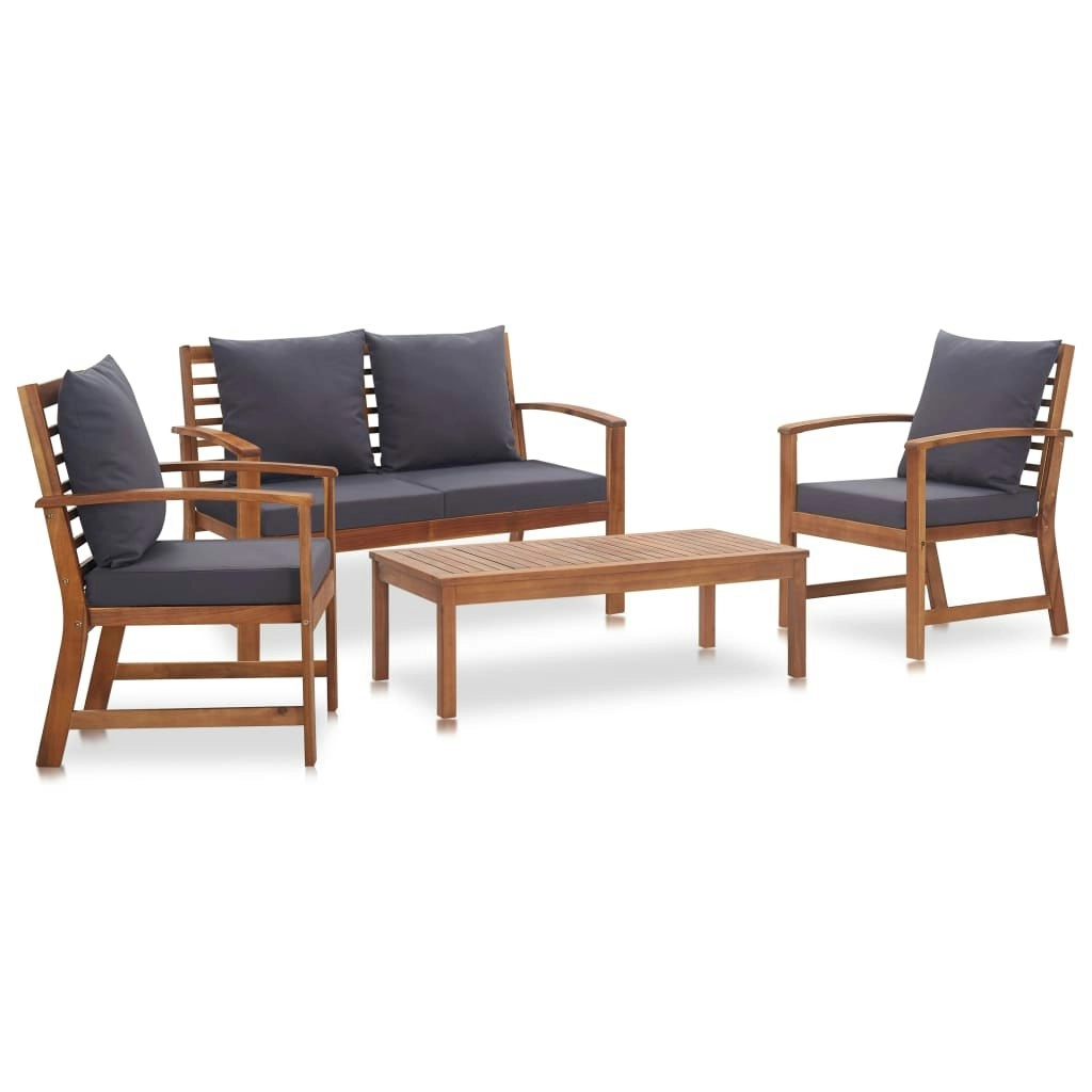 4 Piece Garden Lounge Set with Cushions Solid Acacia Wood 47284