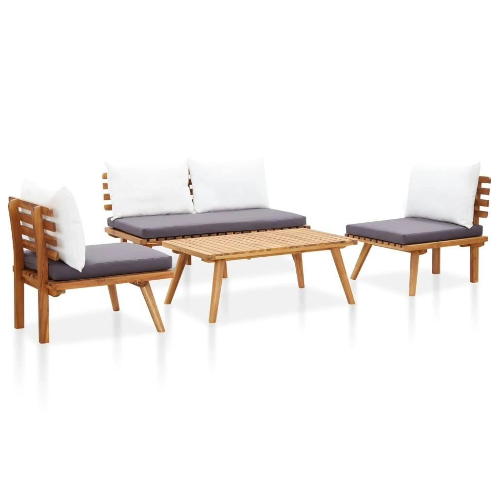 4 Piece Garden Lounge Set with Cushions Solid Wood Acacia 3092055