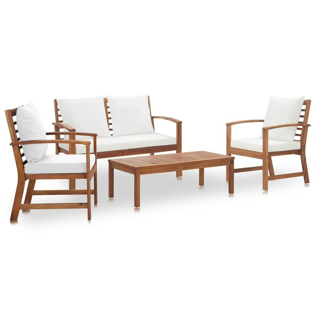 4 Piece Garden Lounge Set with Cushions Solid Acacia Wood 47283