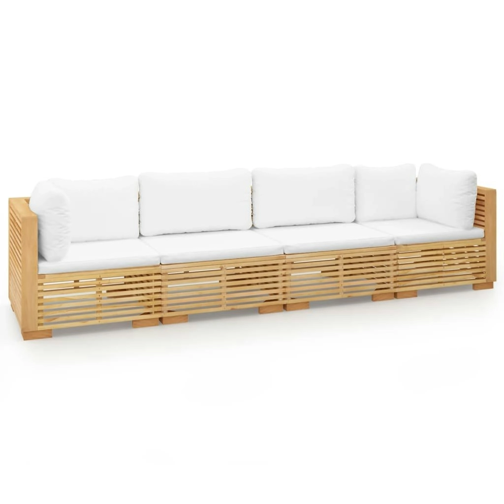 4 Piece Garden Lounge Set with Cushions Solid Wood Teak 3100867