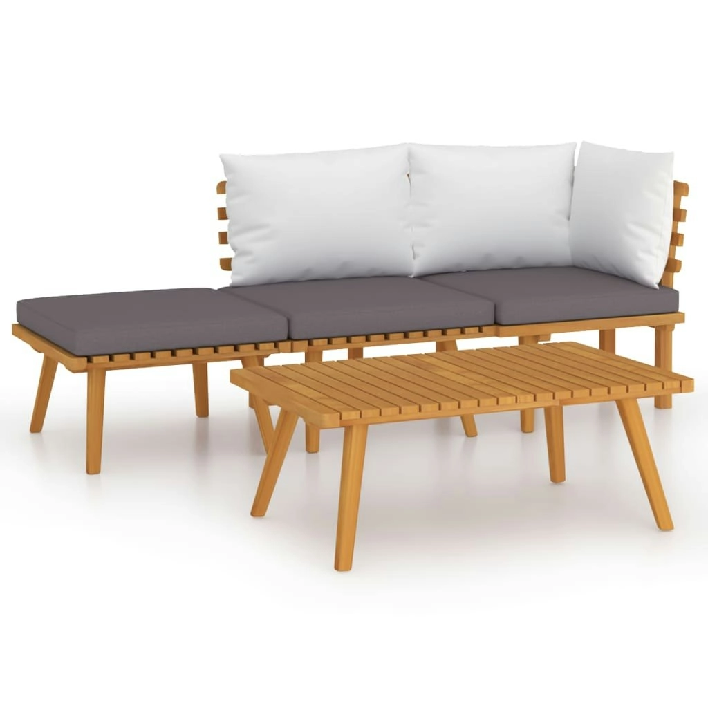 4 Piece Garden Lounge Set with Cushions Solid Wood Acacia 3087030