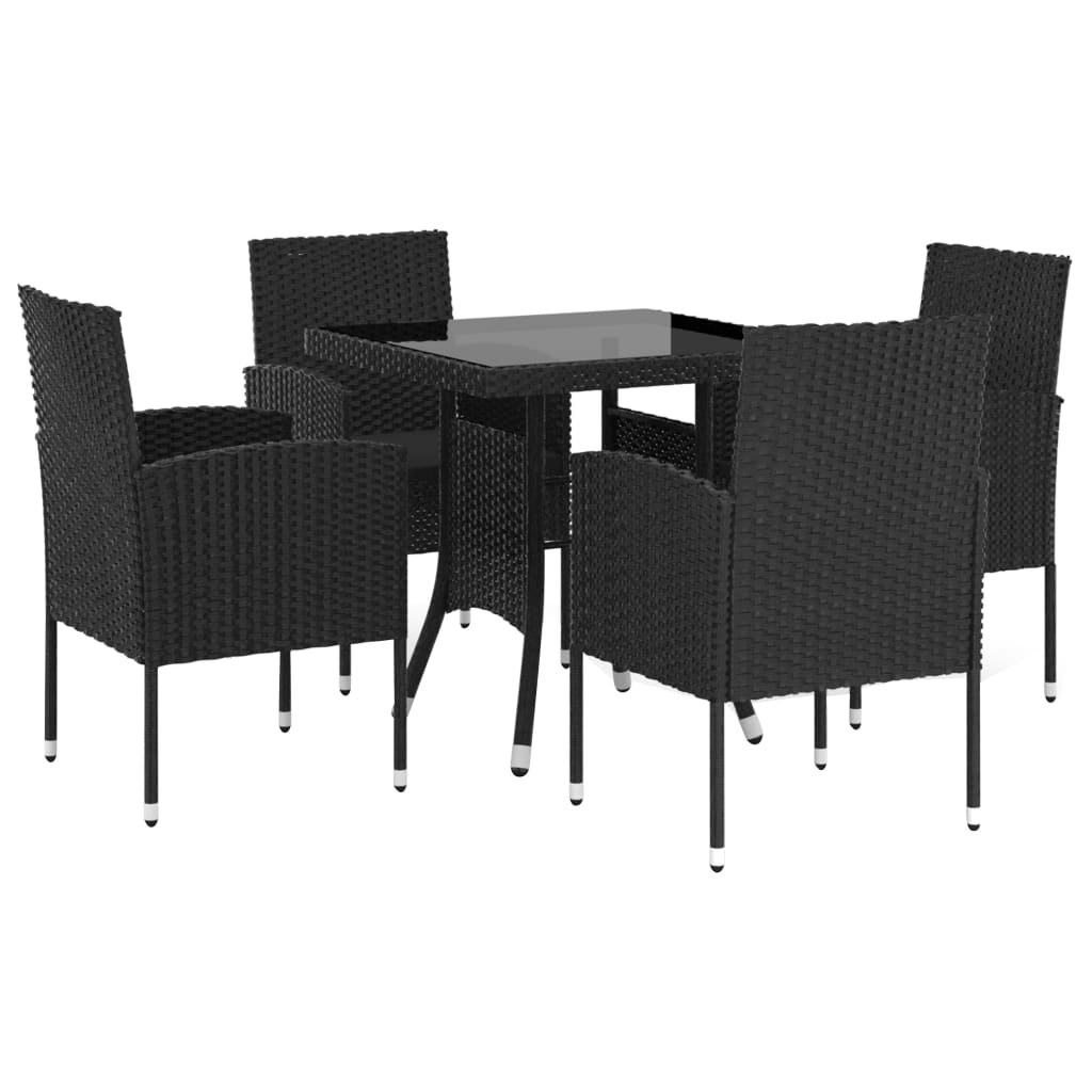 5 Piece Garden Dining Set Poly Rattan Black 3059414