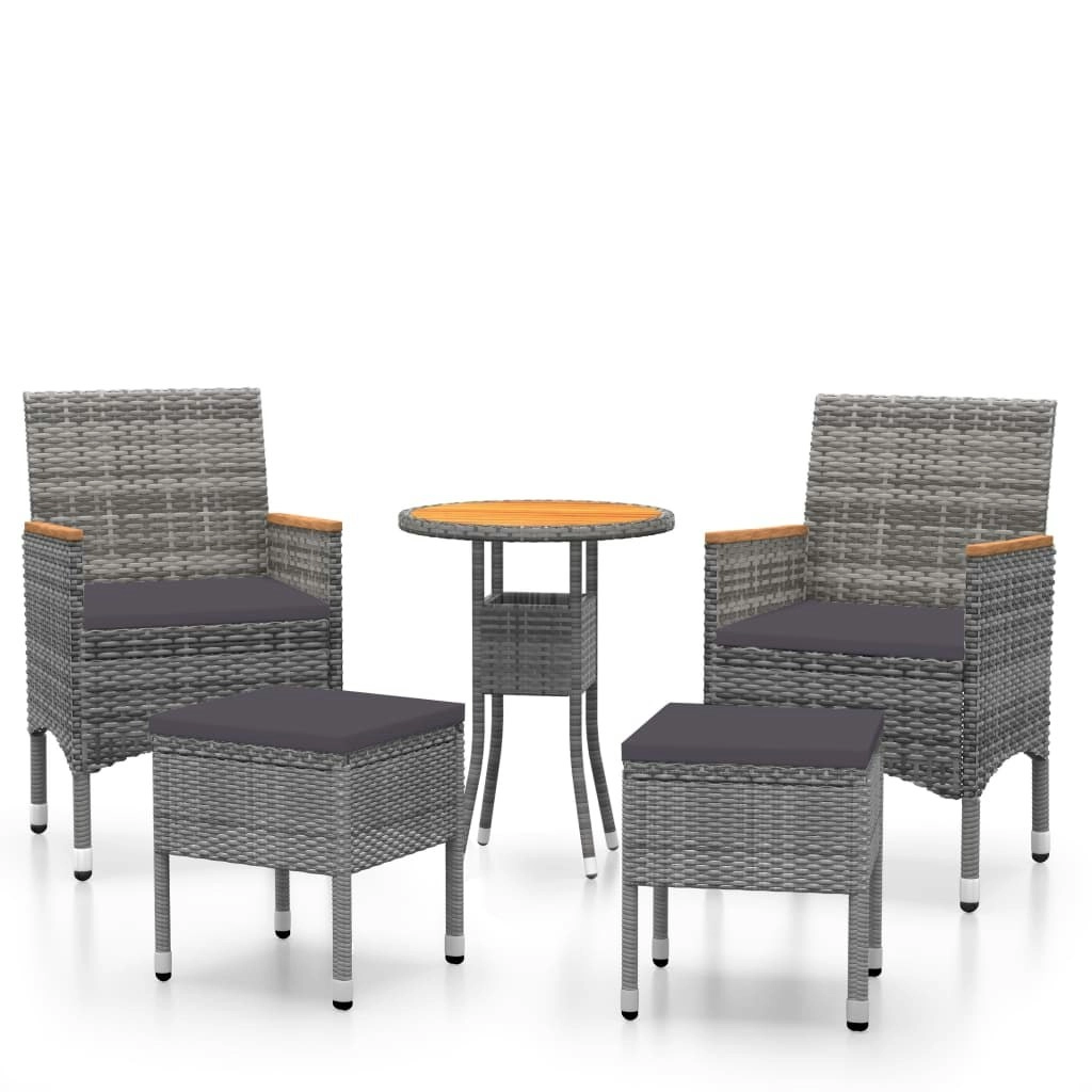 5 Piece Garden Lounge Set Poly Rattan Grey 3058477