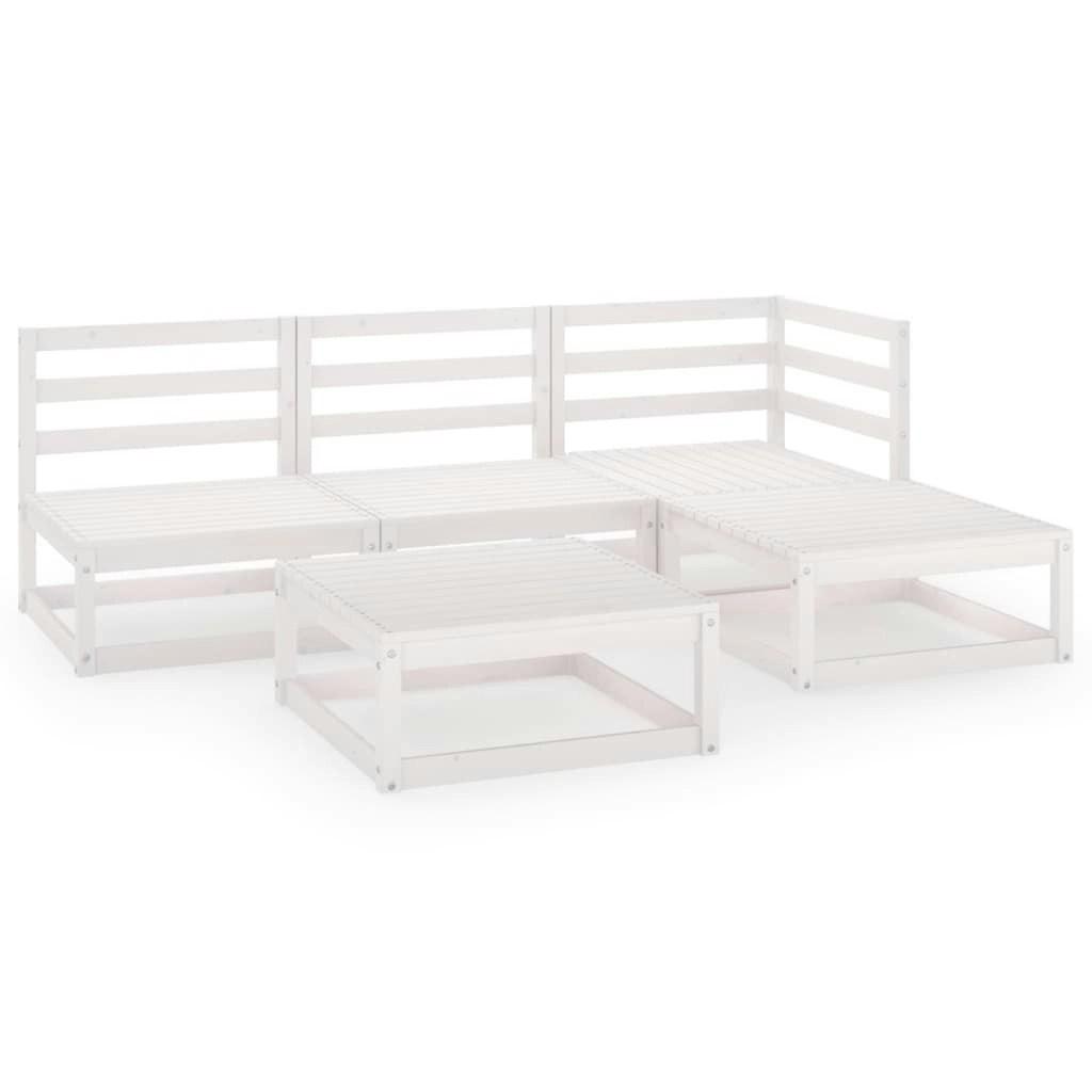 5 Piece Garden Lounge Set White Solid Pinewood 3075490