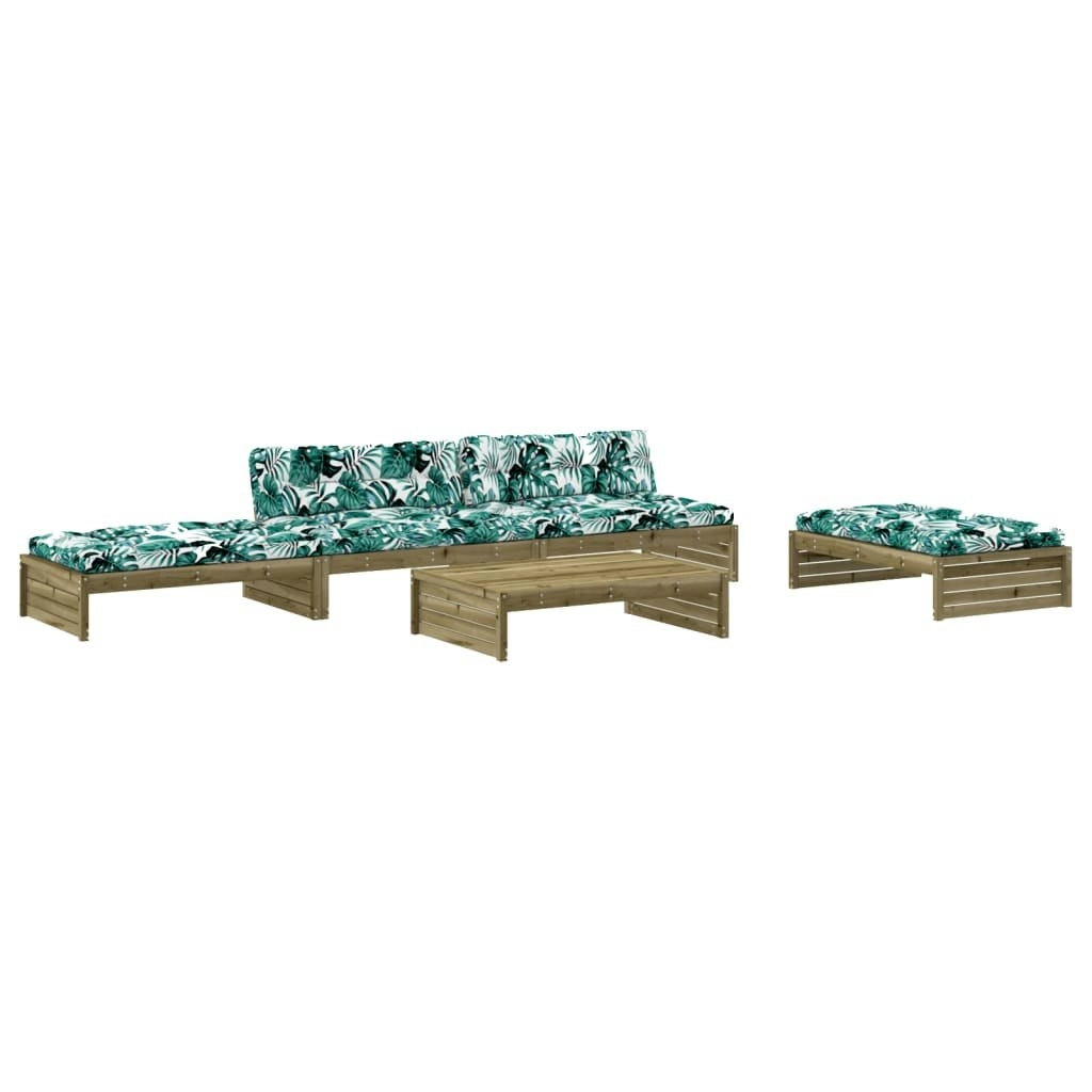 5 Piece Garden Lounge Set with Cushions Impregnated Wood Pine 3186150