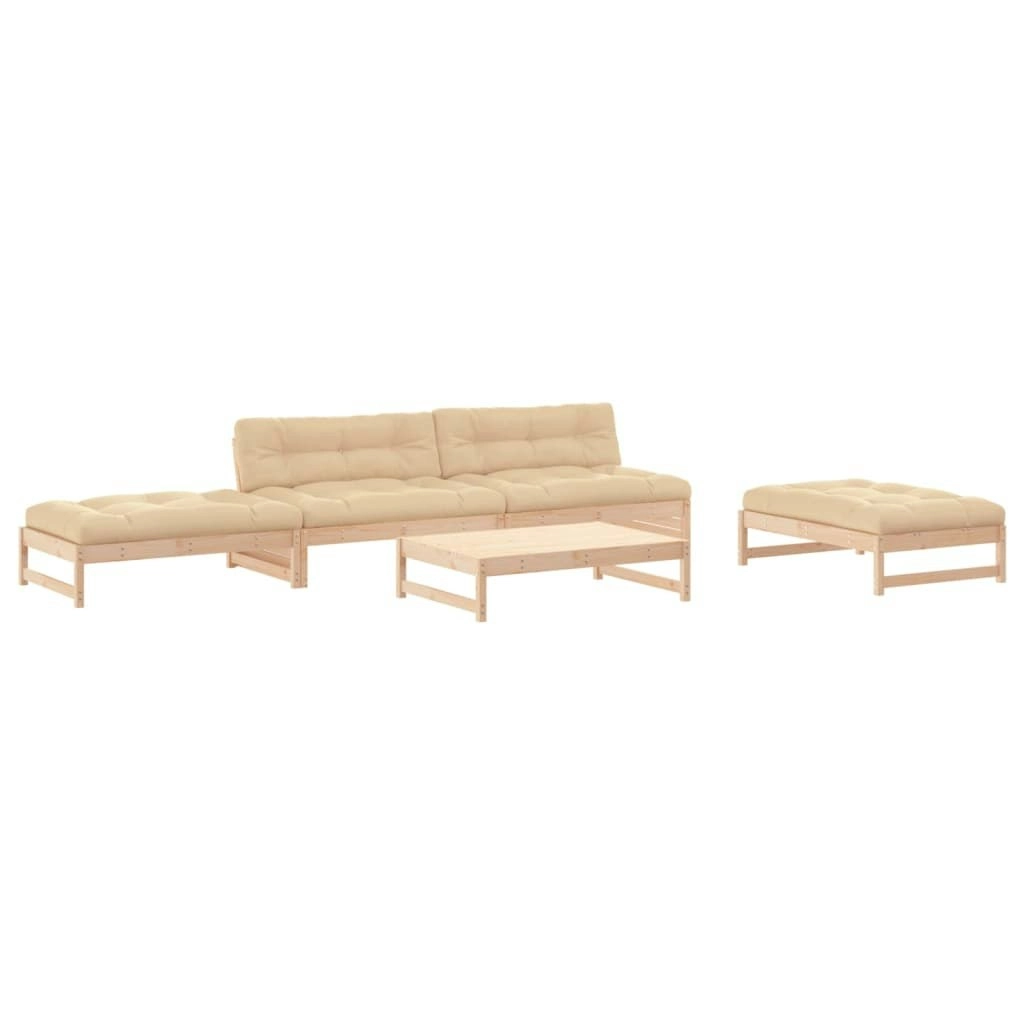 5 Piece Garden Lounge Set with Cushions Solid Wood 3186116