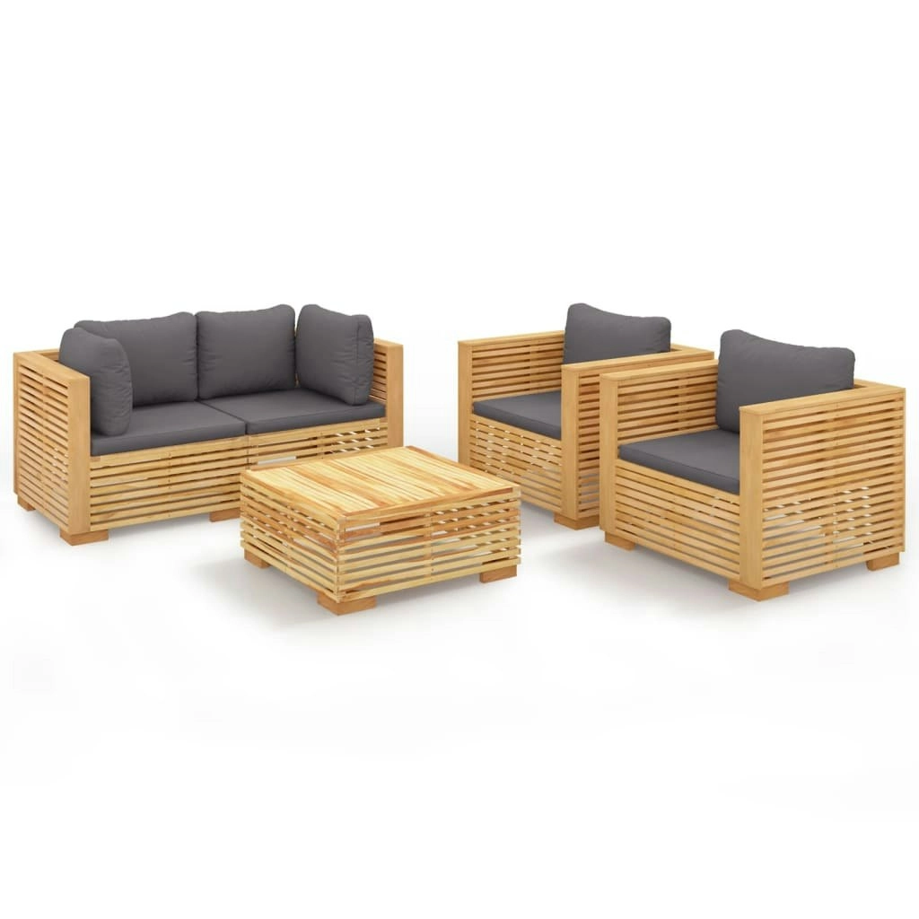 5 Piece Garden Lounge Set with Cushions Solid Wood Teak 3100870