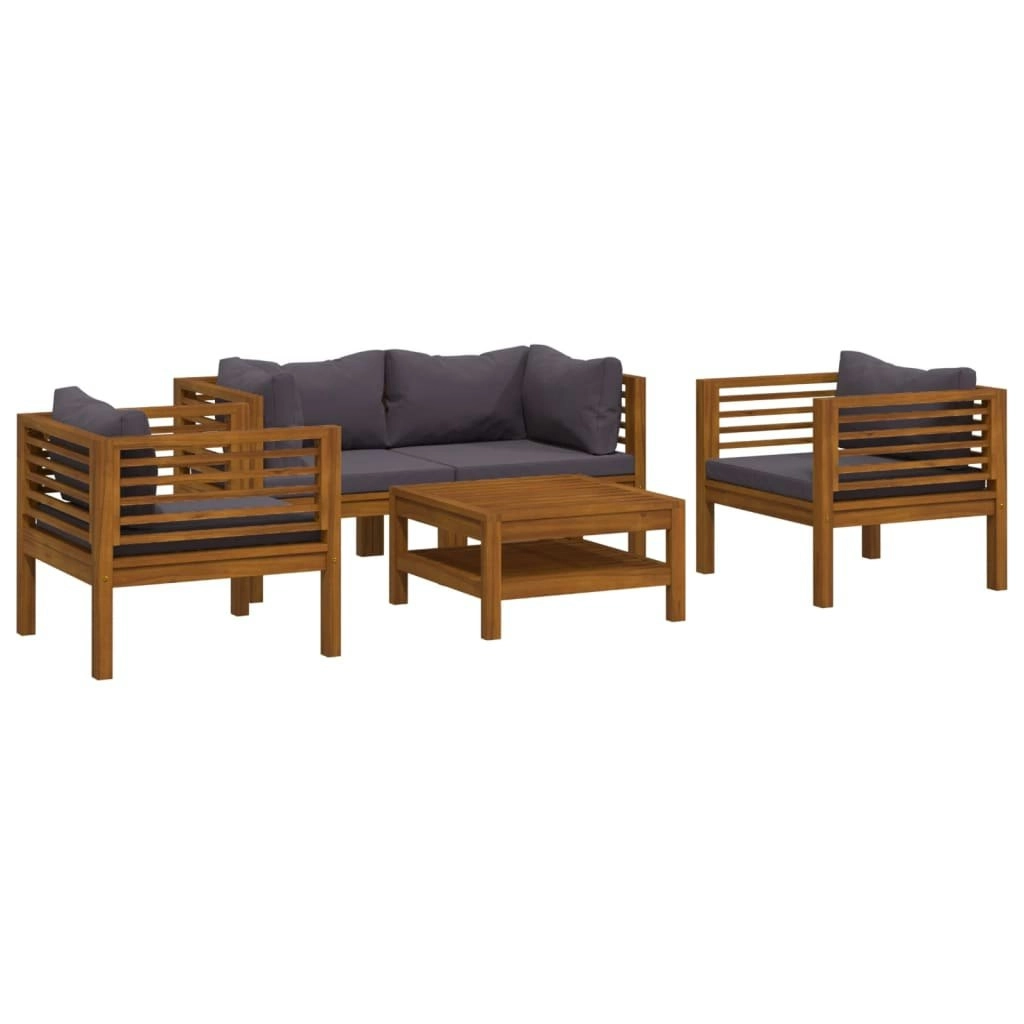 5 Piece Garden Lounge Set with Cushion Solid Acacia Wood 3086902