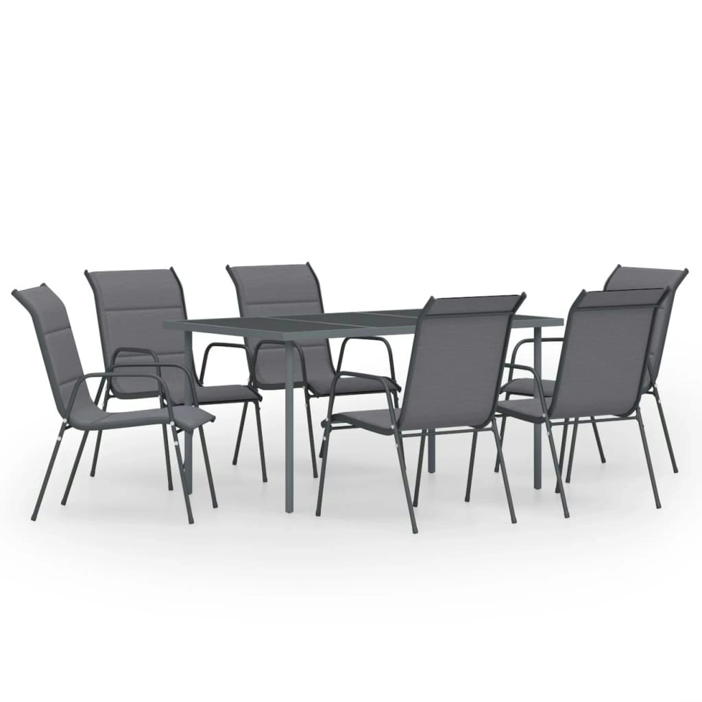 7 Piece Outdoor Dining Set Steel Anthracite 3072513