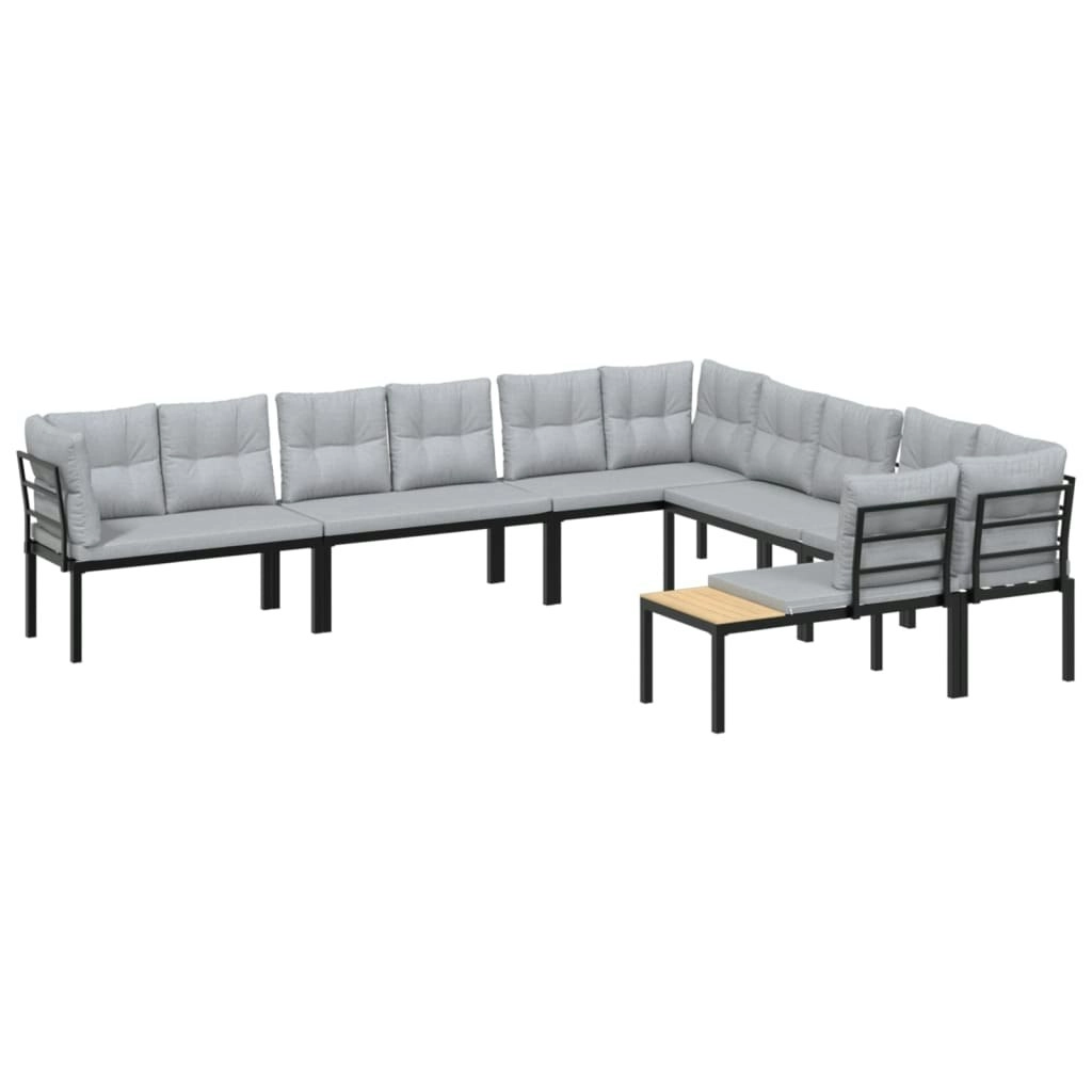 6 Piece Garden Sofa Set with Cushions Black Powder-coated Steel 3283658