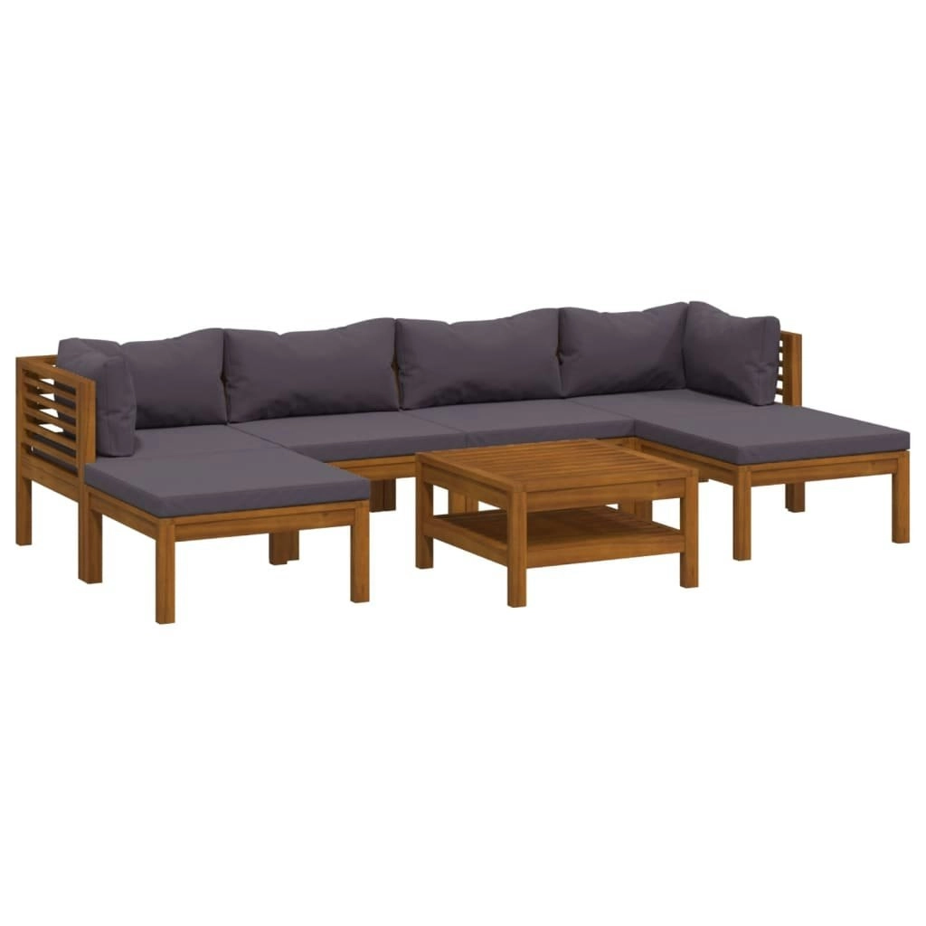 7 Piece Garden Lounge Set with Cushion Solid Acacia Wood 3086914