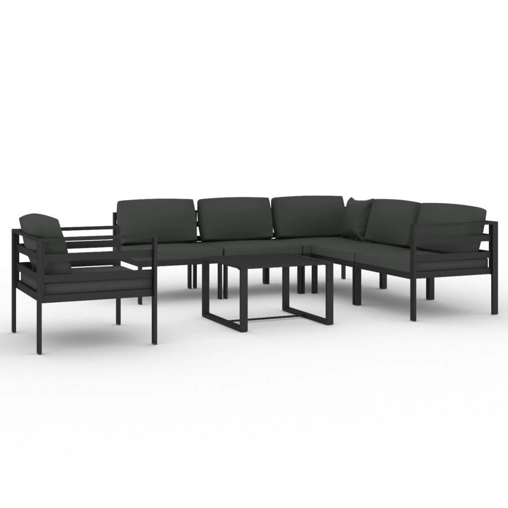 7 Piece Garden Lounge Set with Cushions Aluminium Anthracite 3107795