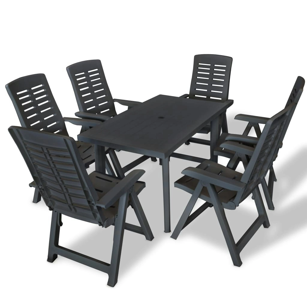 7 Piece Outdoor Dining Set Plastic Anthracite 275085