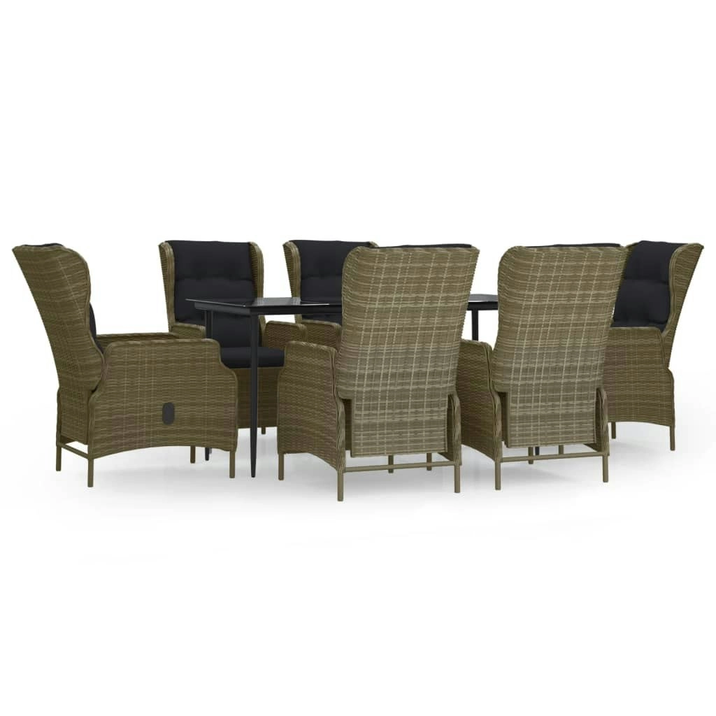 7 Piece Garden Dining Set Brown Poly Rattan 3156811