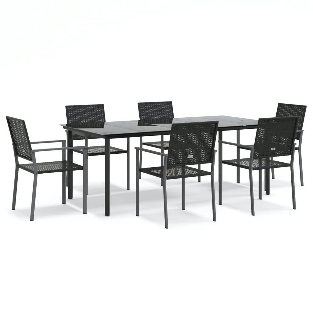 7 Piece Garden Dining Set Poly Rattan and Steel 3187031