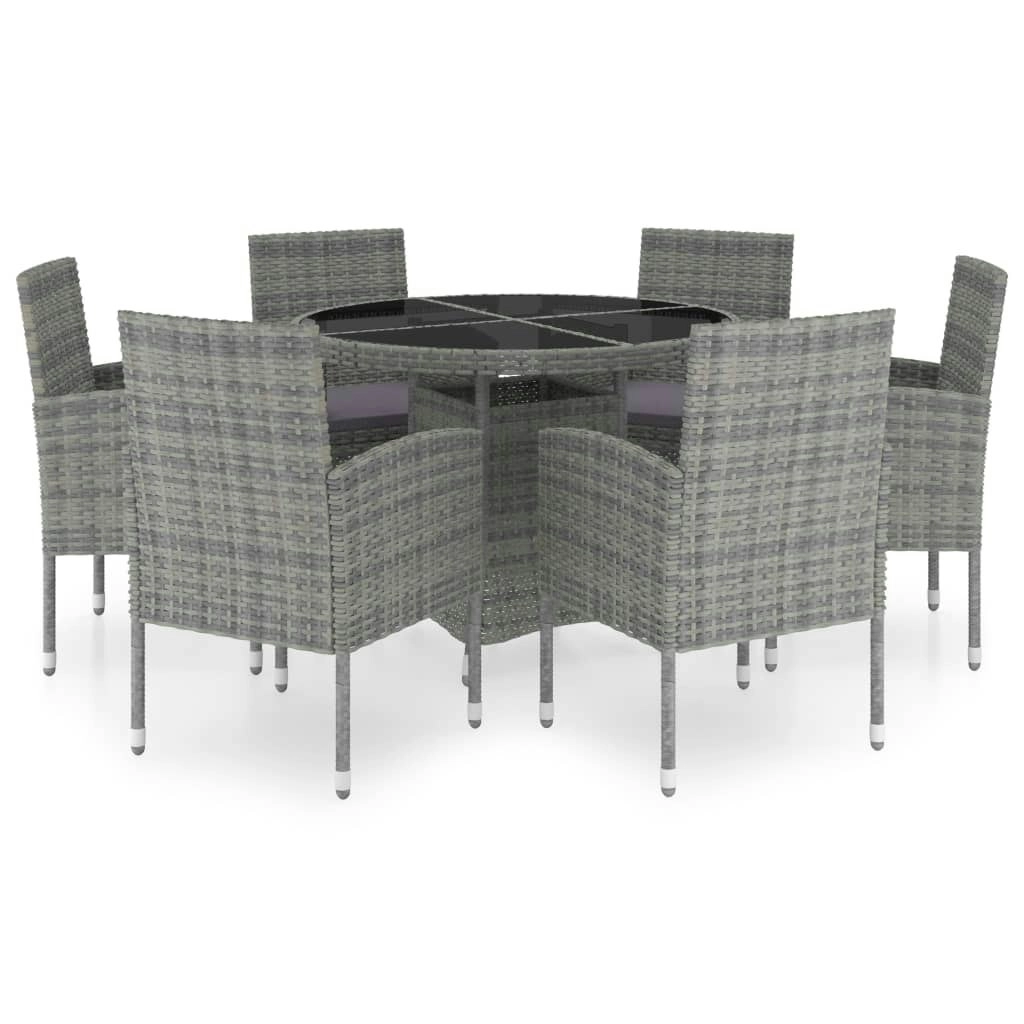 7 Piece Garden Dining Set Poly Rattan Anthracite & Grey 3059433