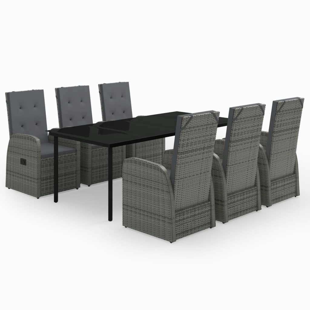 7 Piece Garden Dining Set with Cushions Grey 3099477