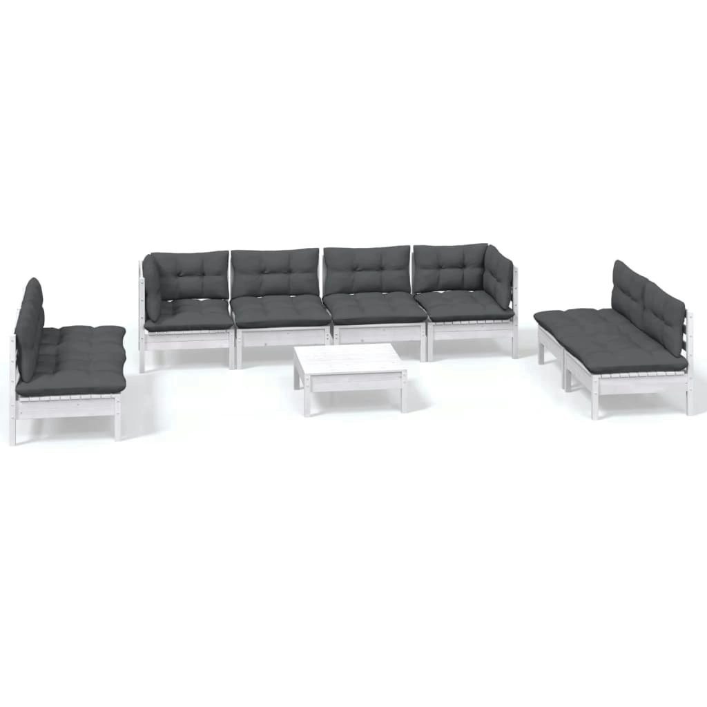 9 Piece Garden Lounge Set with Cushions Solid Pinewood 3096239