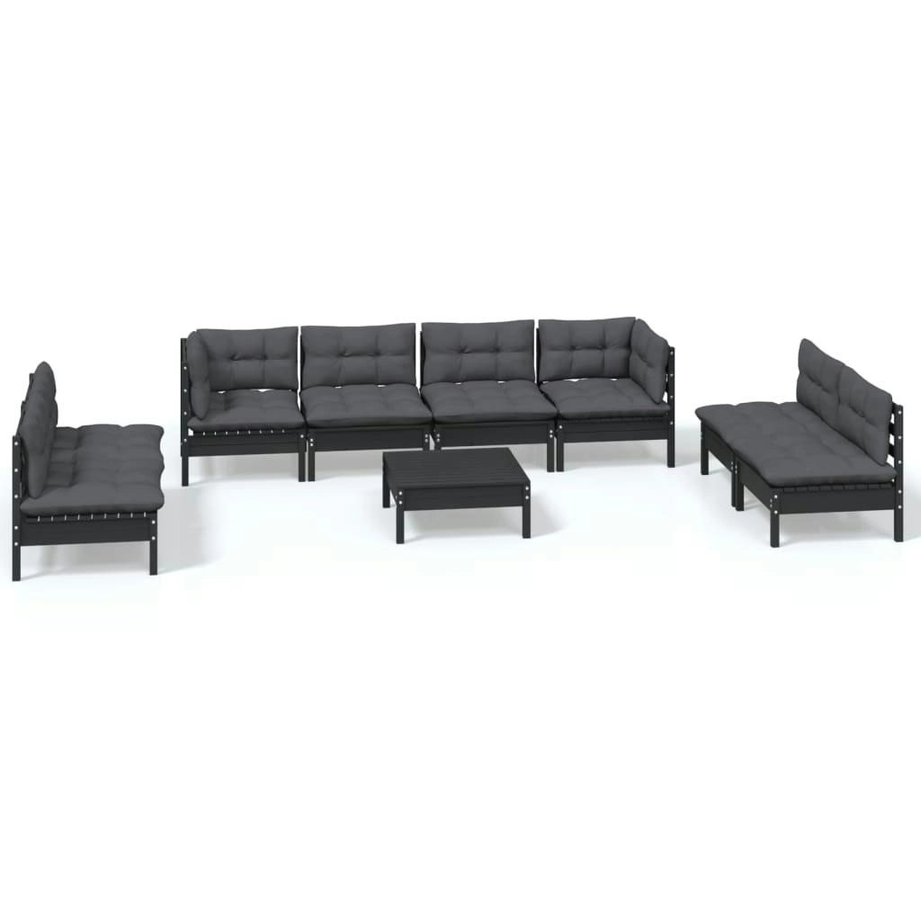 9 Piece Garden Lounge Set with Cushions Solid Pinewood 3096242