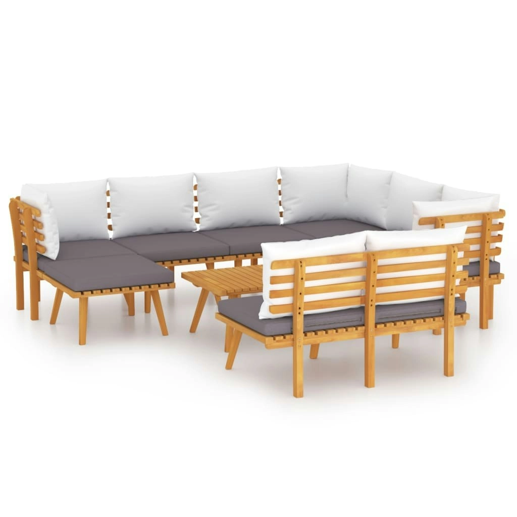 9 Piece Garden Lounge Set with Cushions Solid Wood Acacia 3087018