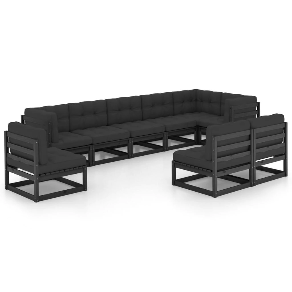 9 Piece Garden Lounge Set with Cushions Solid Pinewood 3076688