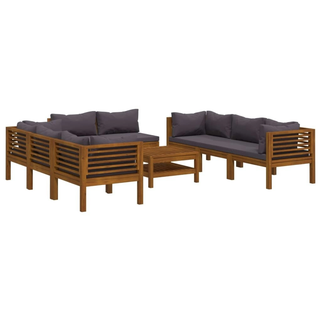 9 Piece Garden Lounge Set with Cushion Solid Acacia Wood 3086904