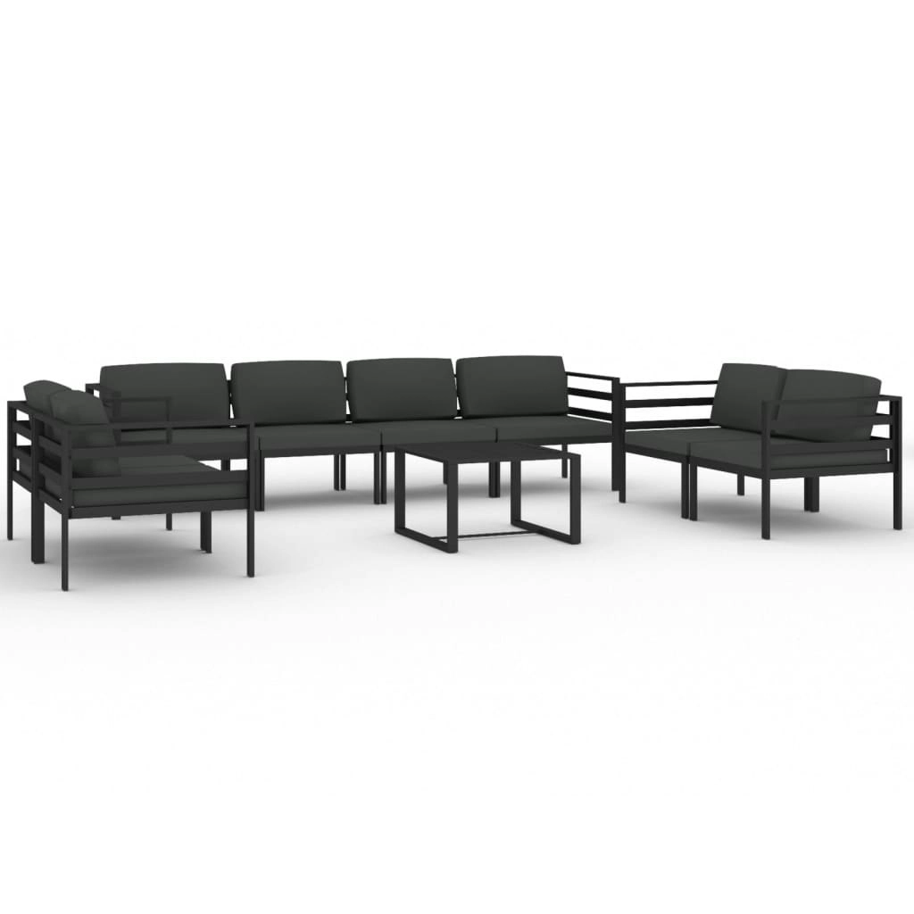 9 Piece Garden Lounge Set with Cushions Aluminium Anthracite 3107799