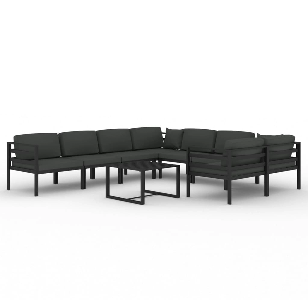 9 Piece Garden Lounge Set with Cushions Aluminium Anthracite 3107821