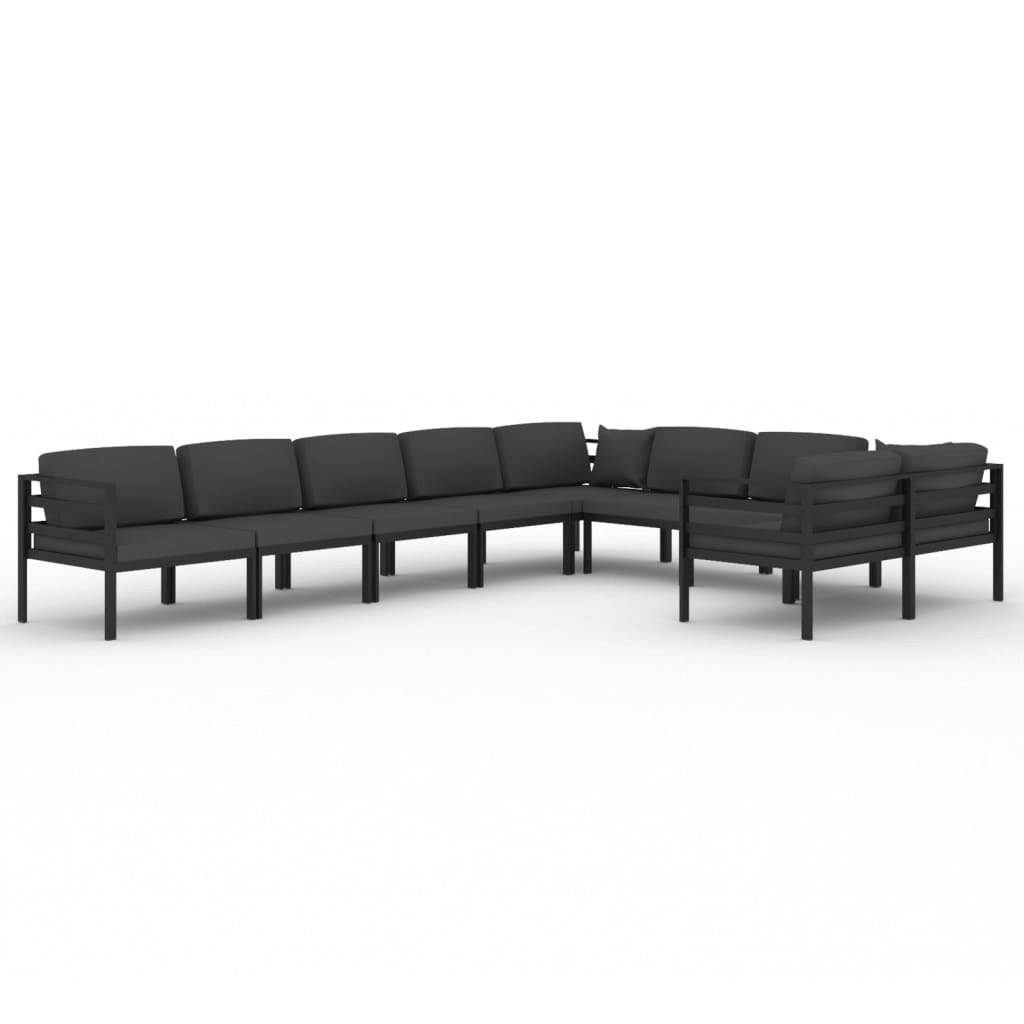 9 Piece Garden Lounge Set with Cushions Aluminium Anthracite 3107823