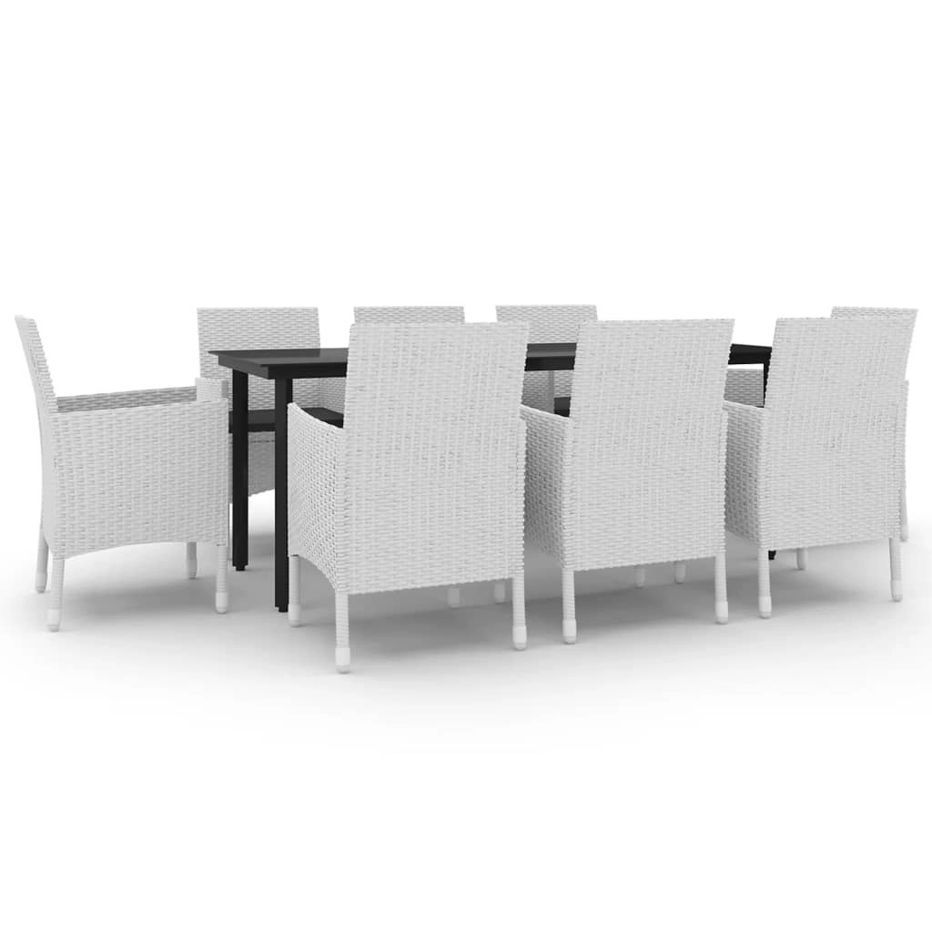 9 Piece Garden Dining Set with Cushions Poly Rattan and Glass 3099702