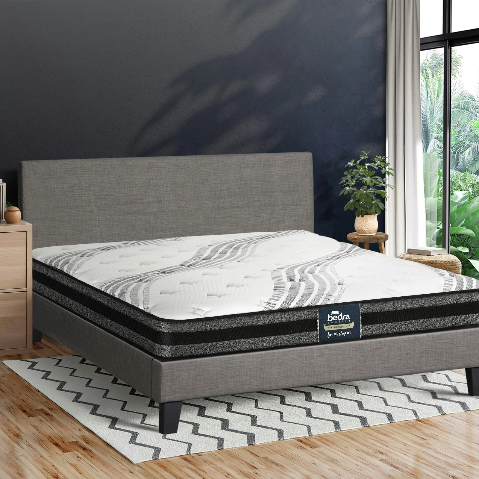 Oikiture Bed Frame with Queen Size Mattress Set VANK