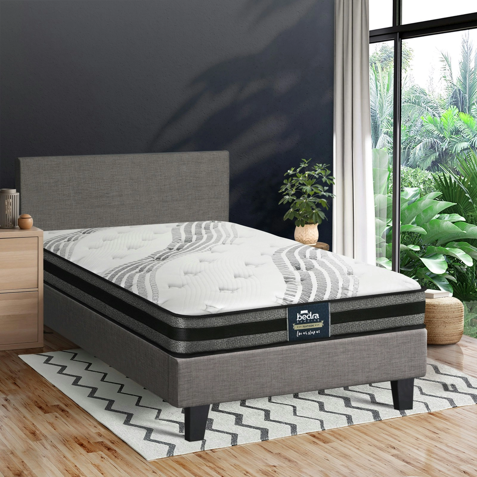 Oikiture Bed Frame with Single Mattress Set VANK