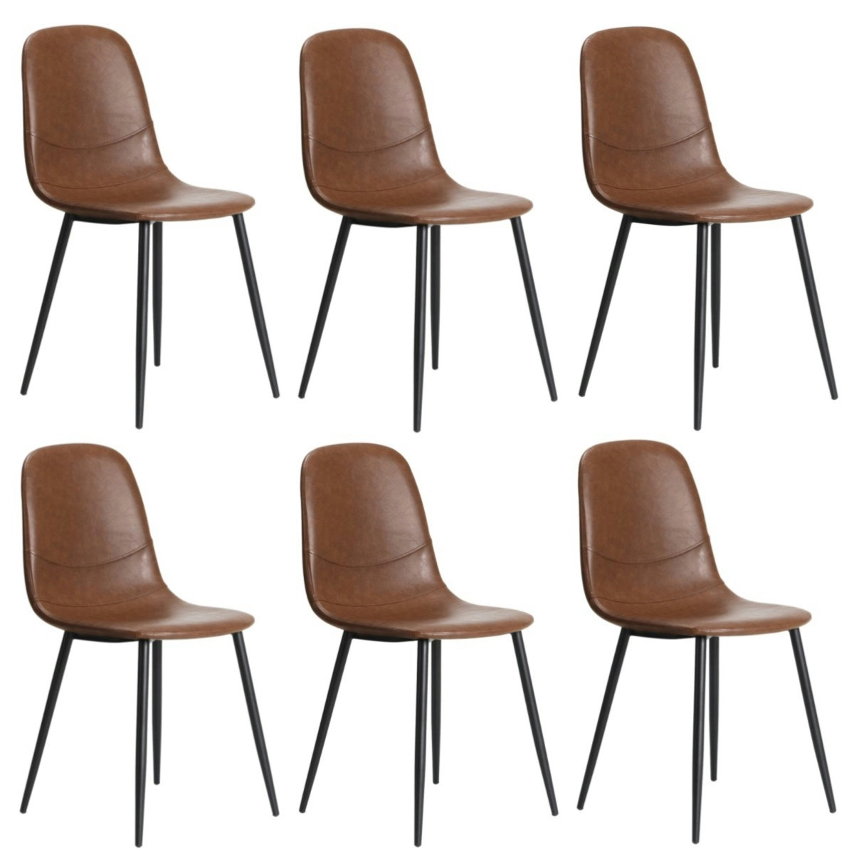 Oikiture 6x Dining Chairs Kitchen Accent Chair Lounge Room PU Leather Brown