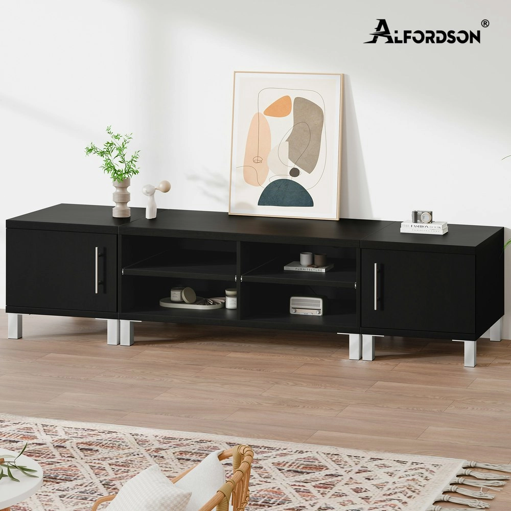 Alfordson Entertainment Unit TV Cabinet Stand 190cm Black