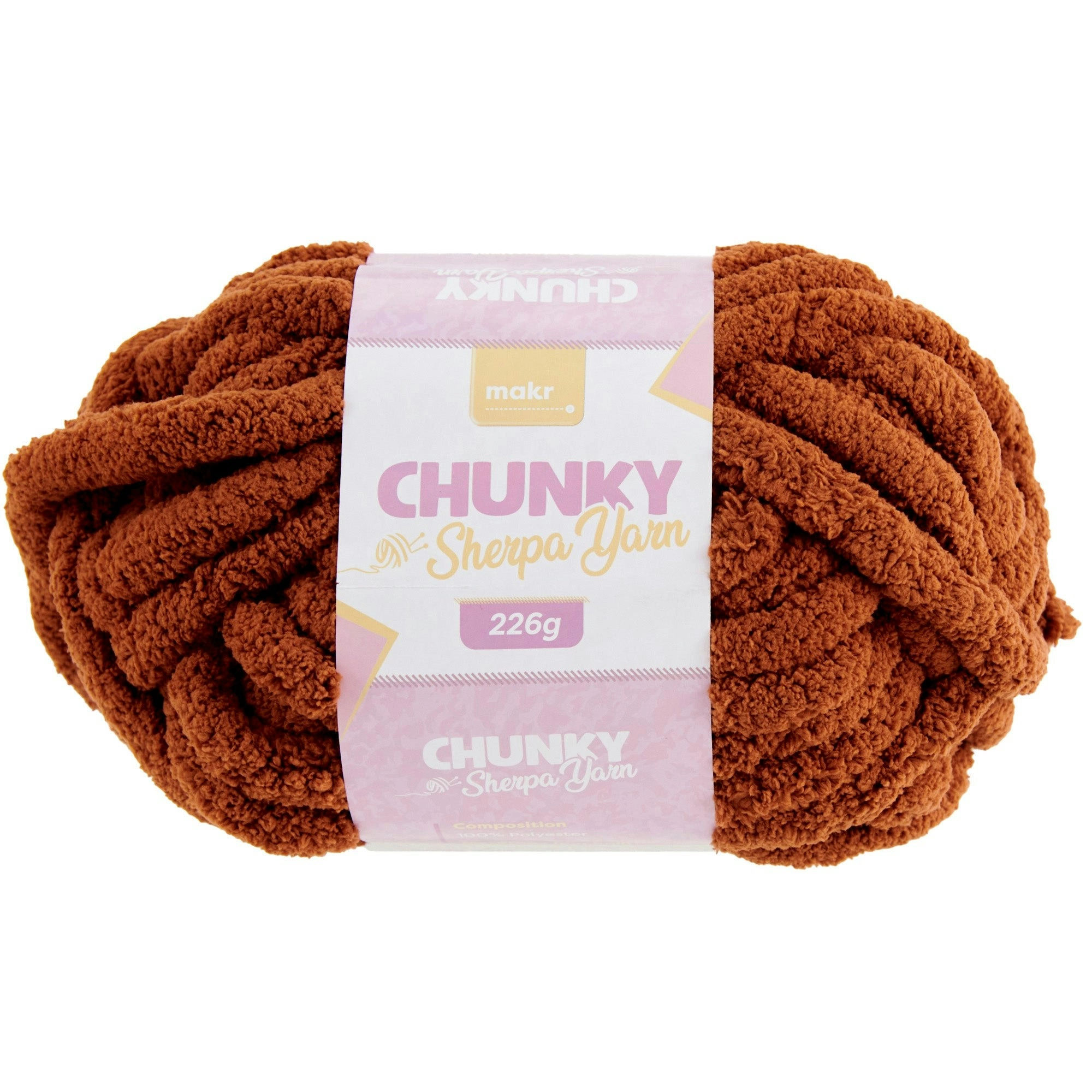 Makr Chunky Sherpa Crochet & Knitting Yarn, 226g Polyester Yarn