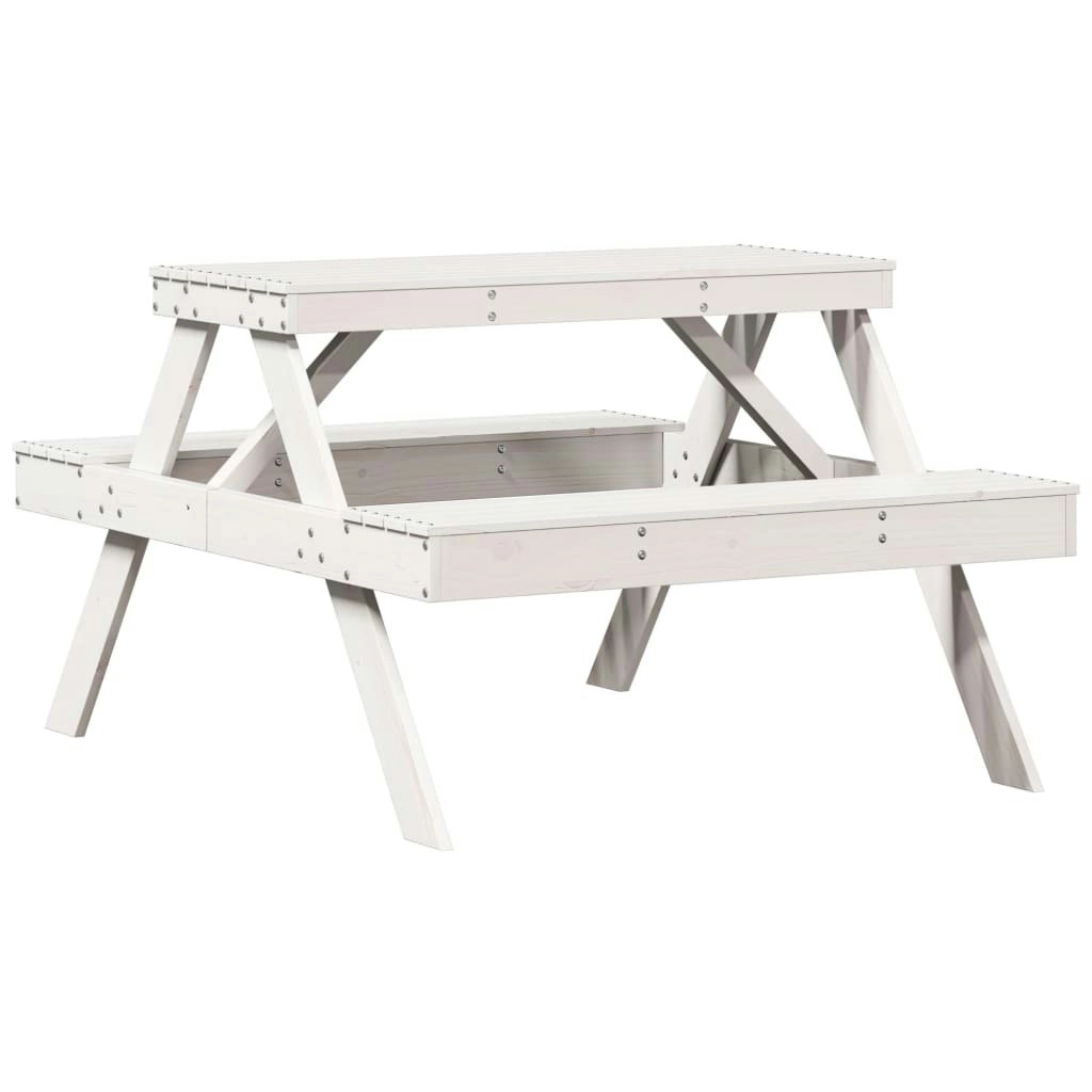 Picnic Table White 105x134x75 cm Solid Wood Pine 832568