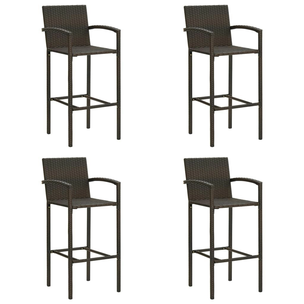 Bar Stools 4 pcs Brown Poly Rattan 313454