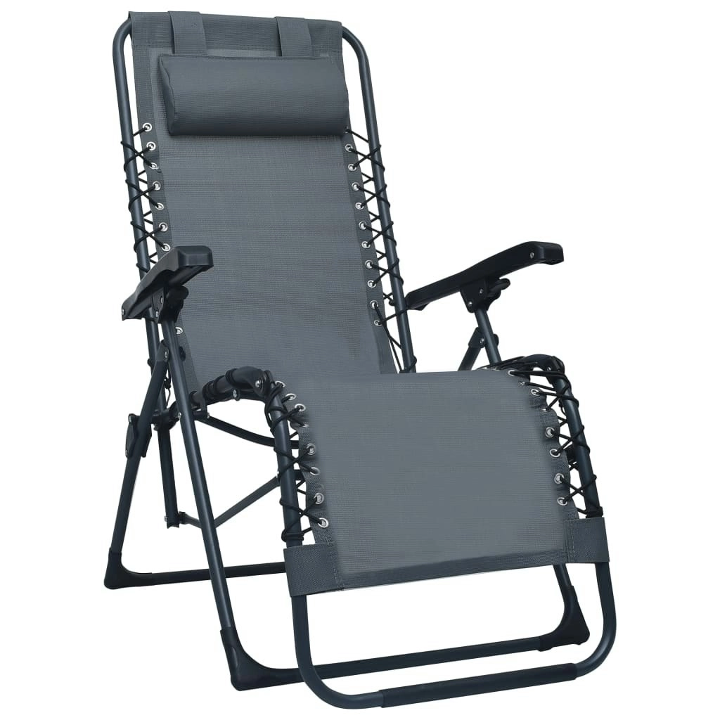 Folding Deck Chair Grey Textilene 47898