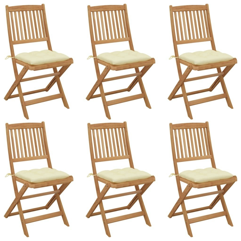 Folding Garden Chairs 6 pcs with Cushions Solid Acacia Wood 3075011