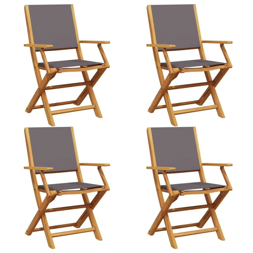 Folding Garden Chairs 4 pcs Anthracite Fabric and Solid Wood 3214577